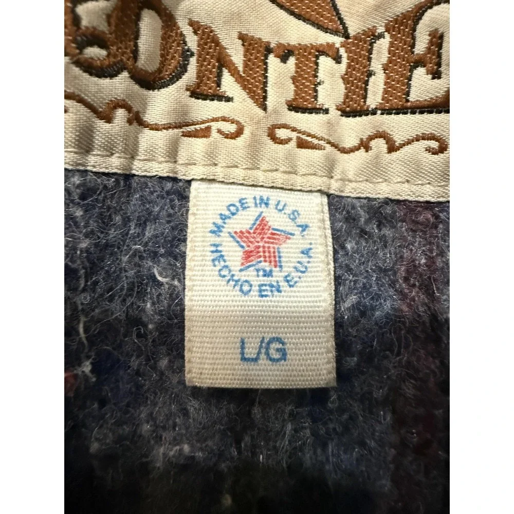 Vintage 90s Western Frontier Bomber Jacket Mens LGTeal Aztec Wool Lined Thrasher